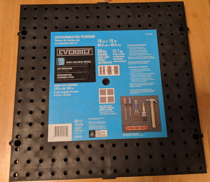 16x16-inch Plastic Pegboard